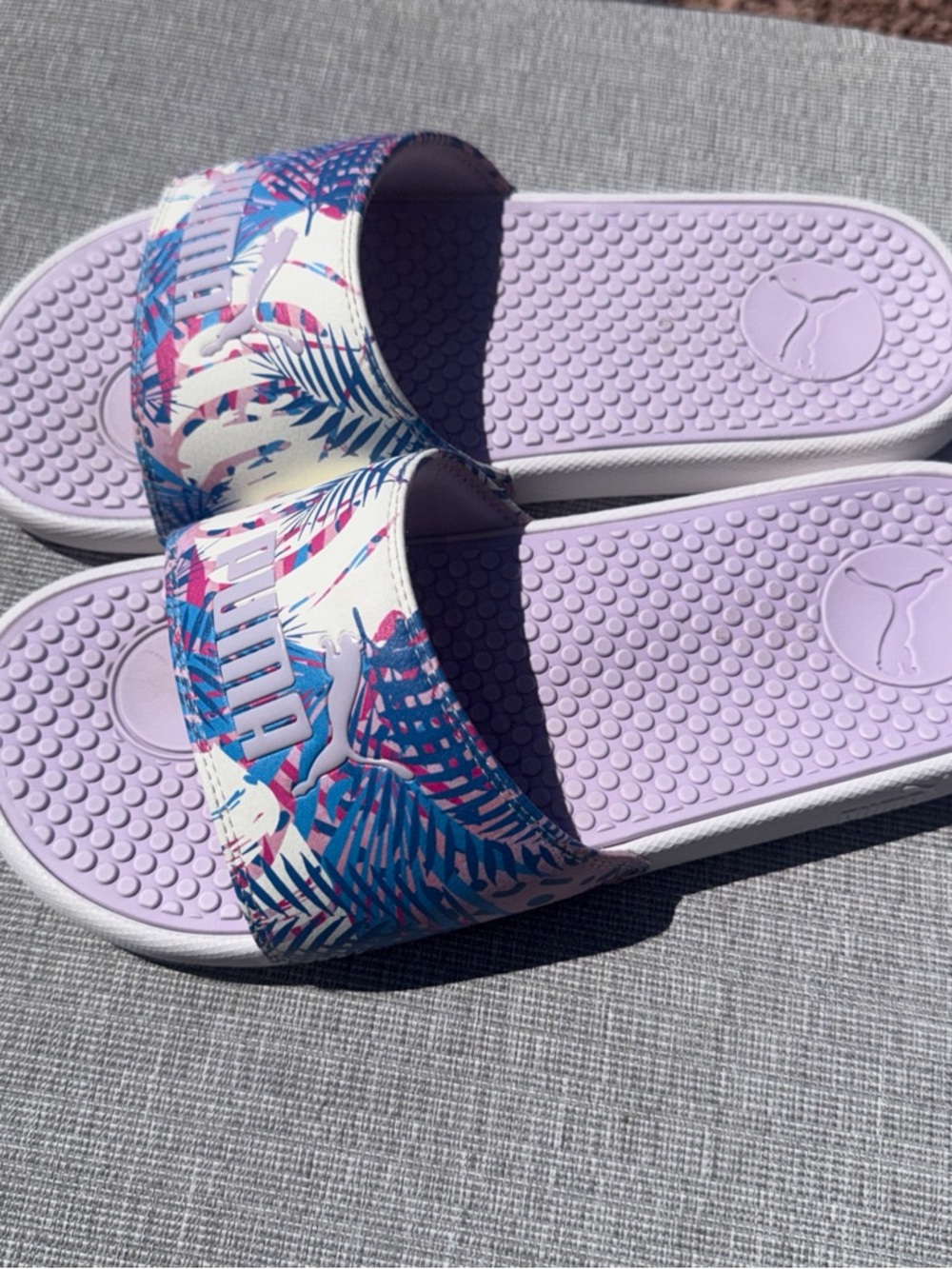 Puma Lavender Slide Sandals with Tropical Strap US Size 10